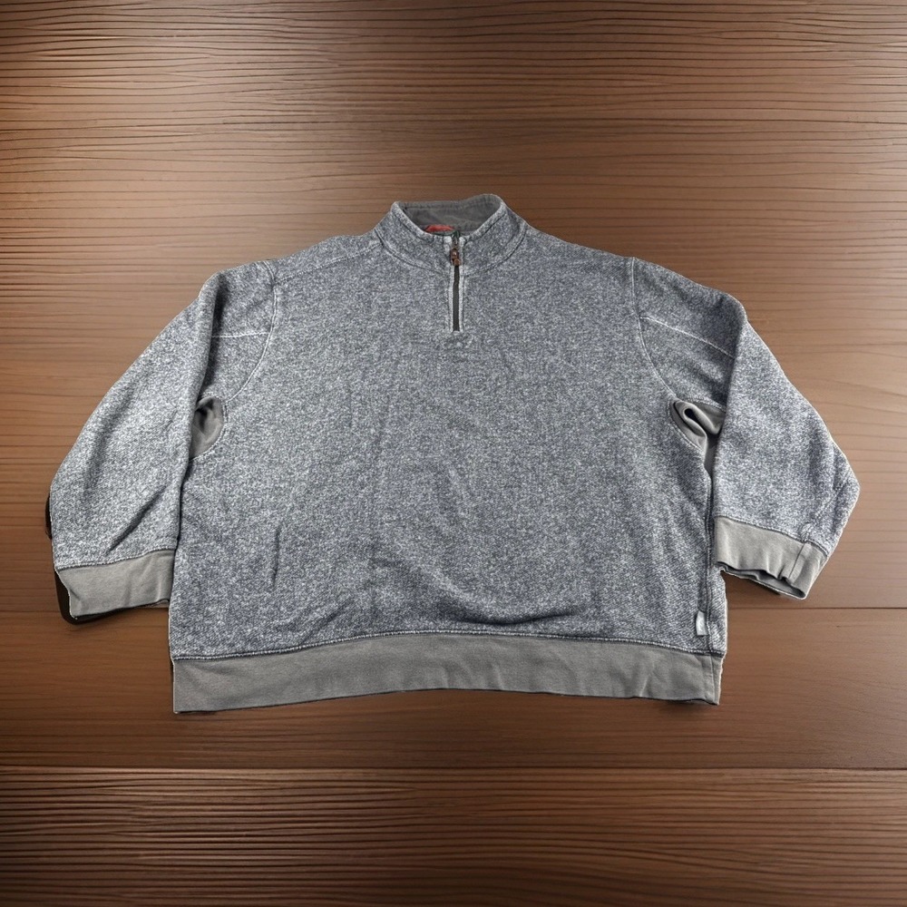 Woolrich 1/4 Zip Pullover Mens XXL Gray Sweatshirt Cotton Sweater Preppy READ